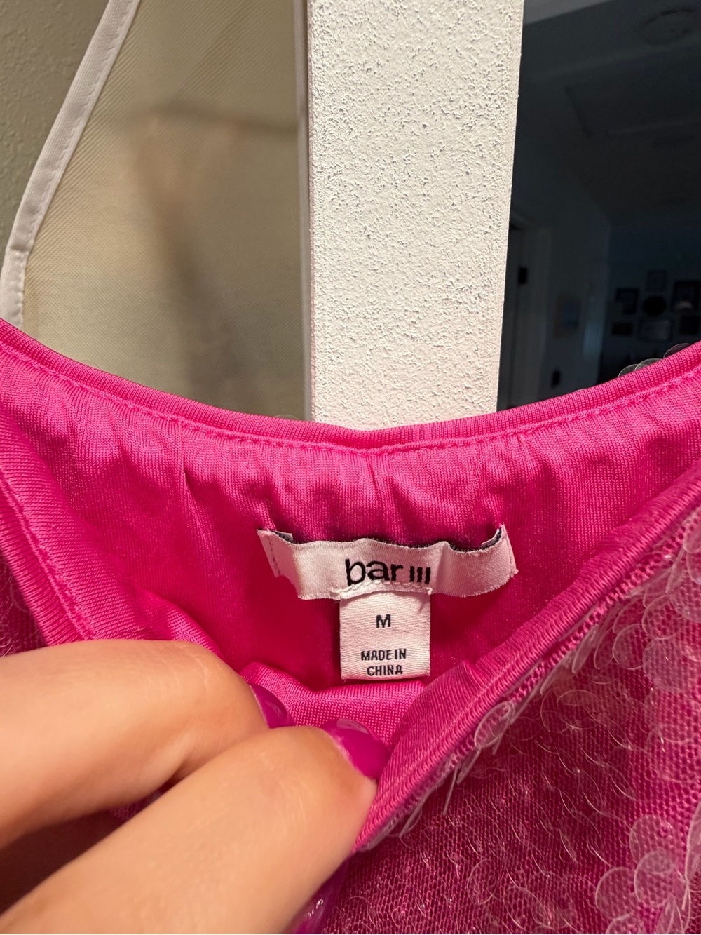 Bar III Hot Pink Sequin Slip Dress - Picture 2 of 3